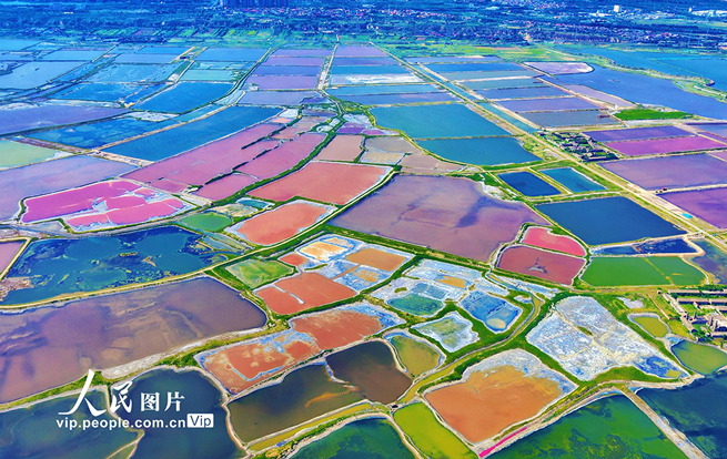 山西运城：夏日盐湖色彩斑斓