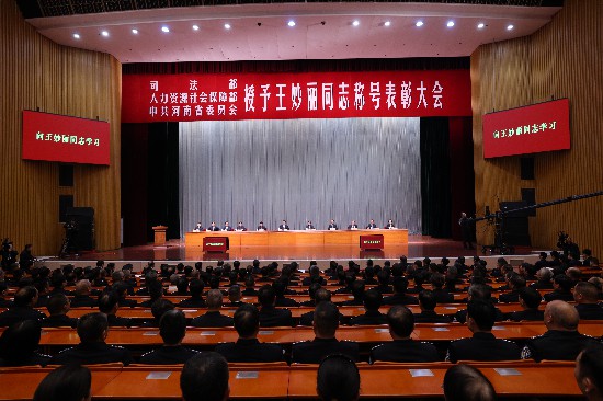 2月4日，司法部、人力资源社会保障部、河南省委在郑州召开表彰大会，授予王妙丽同志“全国司法行政系统一级英雄模范”、“河南省优秀共产党员”称号。